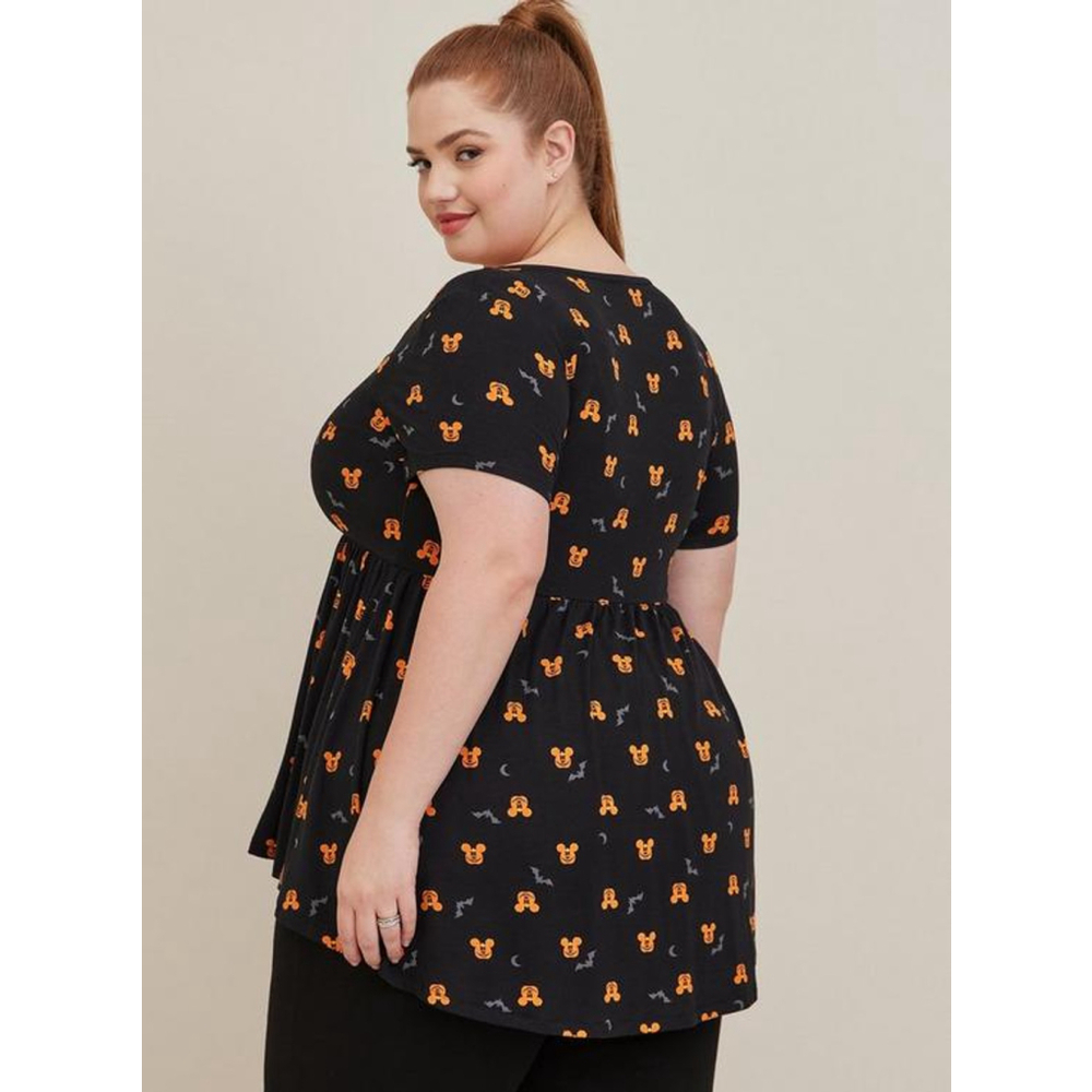 Torrid Halloween Black and Orange Mickey Mouse Short Sleeve Top - Picture 9 of 9